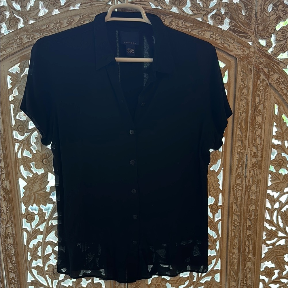 Black Button-Up Women's Top